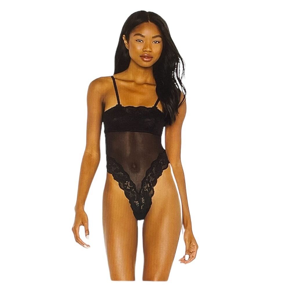 We are HAH Size XS NWT Thanks for Nothin Sheer Lace Black Stretch Sexy Bodysuit